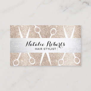 Ivory Gold Glitter Hair Stylist Beauty Salon Visitekaartje
