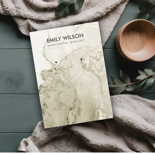 IVORY GOLD GRAY AGATE MARBLE EARRING DISPLAY CARD VISITEKAARTJE