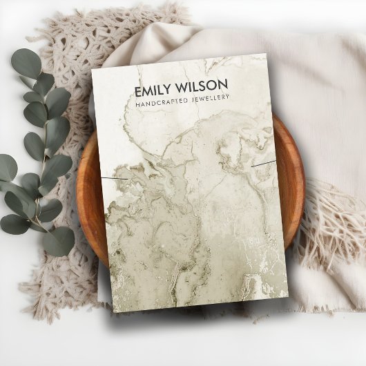 IVORY GOLD GRAY AGATE MARBLE KETTING DISPLAY CARD VISITEKAARTJE