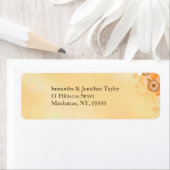 Ivory Gold Hibiscus Floral Small Wedding Labels (Insitu)