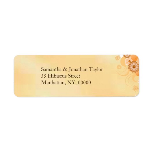 Ivory Gold Hibiscus Floral Small Wedding Labels (Voorkant)