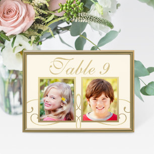 Ivory Gold Kindertijd Foto Tafel Nummerkaart Kaart
