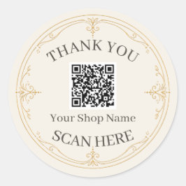 Ivory Gold Kleine Zakelijke QR-code Bedankt Ronde Sticker