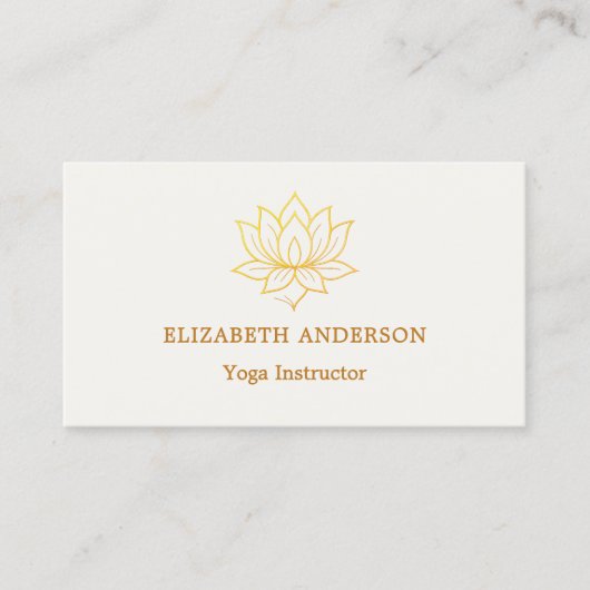 Ivory gold lutus flower Yoga Instructor Visitekaartje (Voorkant)