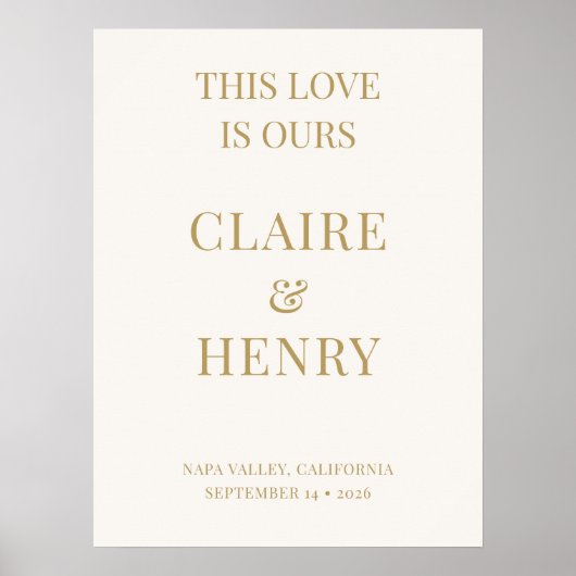 Ivory Gold Minimalist Wedding Welcome Sign Poster (Voorkant)