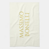 Ivory & Gold Modern Minimalist Elegant Own Name Theedoek (Verticaal)