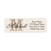 Ivory Gold Modern Monogram retouradres labels (Voorkant)