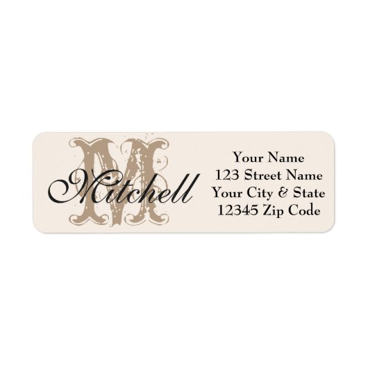 Ivory Gold Modern Monogram retouradres labels (Voorkant)