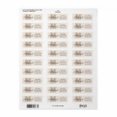Ivory Gold Modern Monogram retouradres labels (Full Sheet)