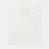Ivory gold monogrammed wreath elegant fleece deken (Voorkant)