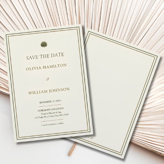 Ivory & Gold Palm Trouwdatumkaart Save The Date