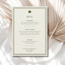 Ivory & Gold Palm Trouwmenu