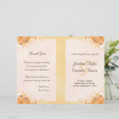 Ivory Gold Peach Floral Bi-Fold Wedding Programs (Staand voorkant)