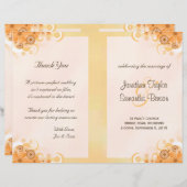 Ivory Gold Peach Floral Bi-Fold Wedding Programs (Voorkant / Achterkant)