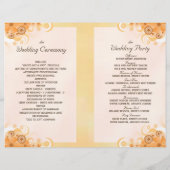 Ivory Gold Peach Floral Bi-Fold Wedding Programs (Achterkant)