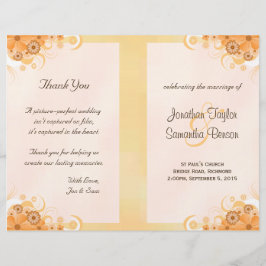 Ivory Gold Peach Floral Bi-Fold Wedding Programs