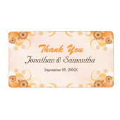 Ivory Gold Peach Floral Large Weddenschap Hartelij Etiket (Voorkant)