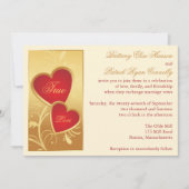 Ivory, Gold, Red Hearts Weddenschap Kaart (Voorkant)