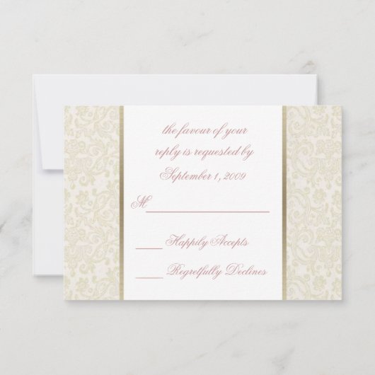 Ivory & Gold RSVP-briefkaart RSVP Kaartje (Achterkant)