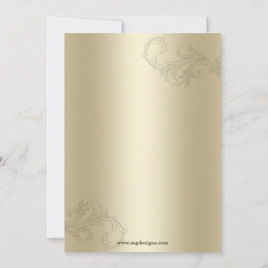 Ivory Gold Scroll Elegant vrijgezellenfeest nodigt Kaart (Achterkant)