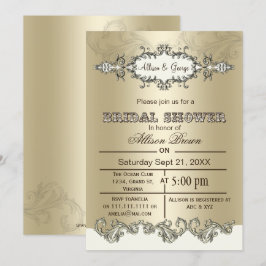 Ivory Gold Scroll Elegant vrijgezellenfeest nodigt Kaart