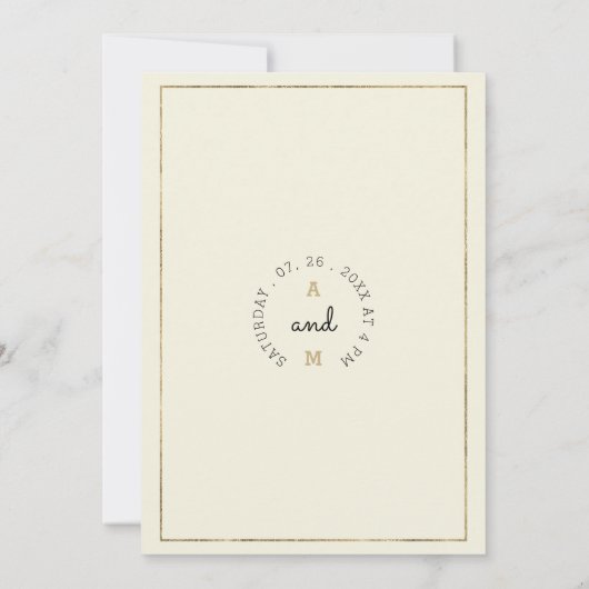 Ivory Gold speelde unieke kalligrafie bruiloft Kaart (Achterkant)