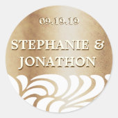 Ivory Gold Swirl Gold Wedding Seal Ronde Sticker (Voorkant)