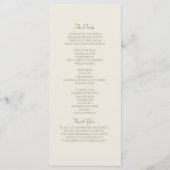 Ivory Gold Wedding Programme Programmakaart (Achterkant)