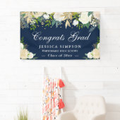 Ivory Golden Floral Modern Afstuderen Afstuderen Spandoek (Insitu)