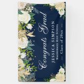 Ivory Golden Floral Modern Afstuderen Afstuderen Spandoek (Verticaal)