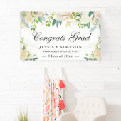 Ivory Golden Floral Modern Afstuderen Afstuderen Spandoek (Insitu)