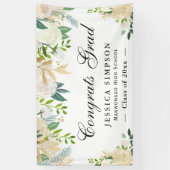 Ivory Golden Floral Modern Afstuderen Afstuderen Spandoek (Verticaal)