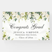 Ivory Golden Floral Modern Afstuderen Afstuderen Spandoek (Horizontaal)