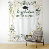 Ivory Golden Floral Modern Photo Afstudeerder Acht Wandkleed (In situ)