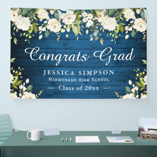 Ivory Golden Floral Rustic Afstuderen Afstuderen v Spandoek (Beurs)