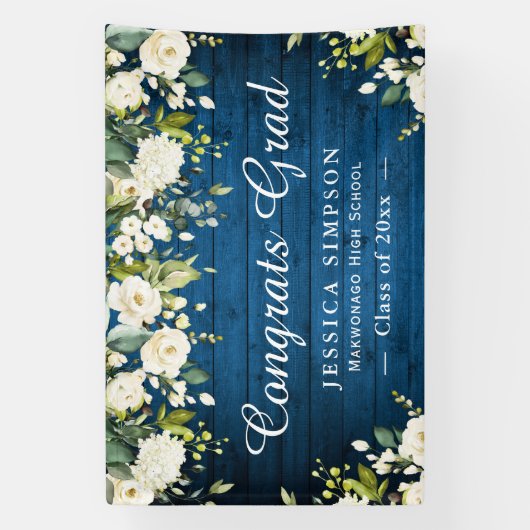 Ivory Golden Floral Rustic Afstuderen Afstuderen v Spandoek (Verticaal)