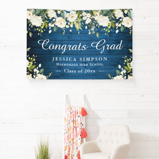 Ivory Golden Floral Rustic Afstuderen Afstuderen v Spandoek (Insitu)