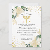 Ivory Golden Floral Verpleegkunde School Afstudere Kaart (Voorkant)