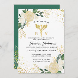 Ivory Golden Floral Verpleegkunde School Afstudere Kaart