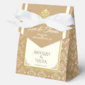 Ivory Goud Damast Elegantie Islamitische Moslim Br Bedankdoosjes (Voorkant)