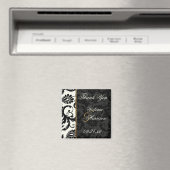 Ivory, Goud, en Zwarte Damast Trouwgunstmagneet Magneet (Insitu (Vaatwasser))