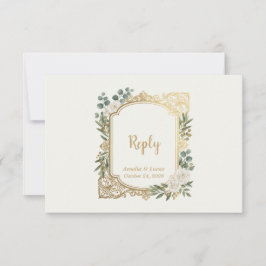 Ivory Goud Groenery Huwelijks RSVP Kaart Elegant