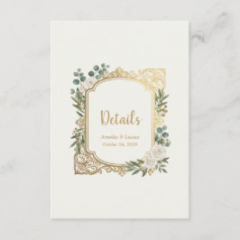 Ivory Goud Groenery Huwelijksdetailkaart Elegant Informatiekaartje
