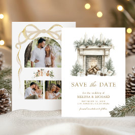 Ivory Goud Kerst Haard Boog Foto Bruiloft Save The Date