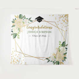 Ivory Gouden Bloem Moderne Foto Grad Achtergrond Wandkleed