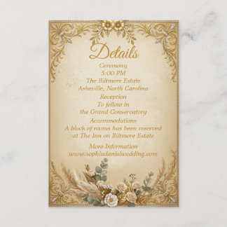 Ivory Gouden Kroon Pampas Elegante Royal Boho Notitiekaartje