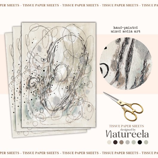 Ivory Gray Sand Abstract Decoupage Tissue Paper Tissuepapier