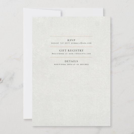 Ivory Gray Weddenschap Direct Digital Download Kaart (Achterkant)