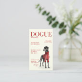 Ivory Great Dane Dogue Magazine Business Card Visitekaartje (Staand voorkant)