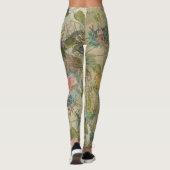  Ivory Green Blue Pink Peacock Collage Leggings (Achterkant)